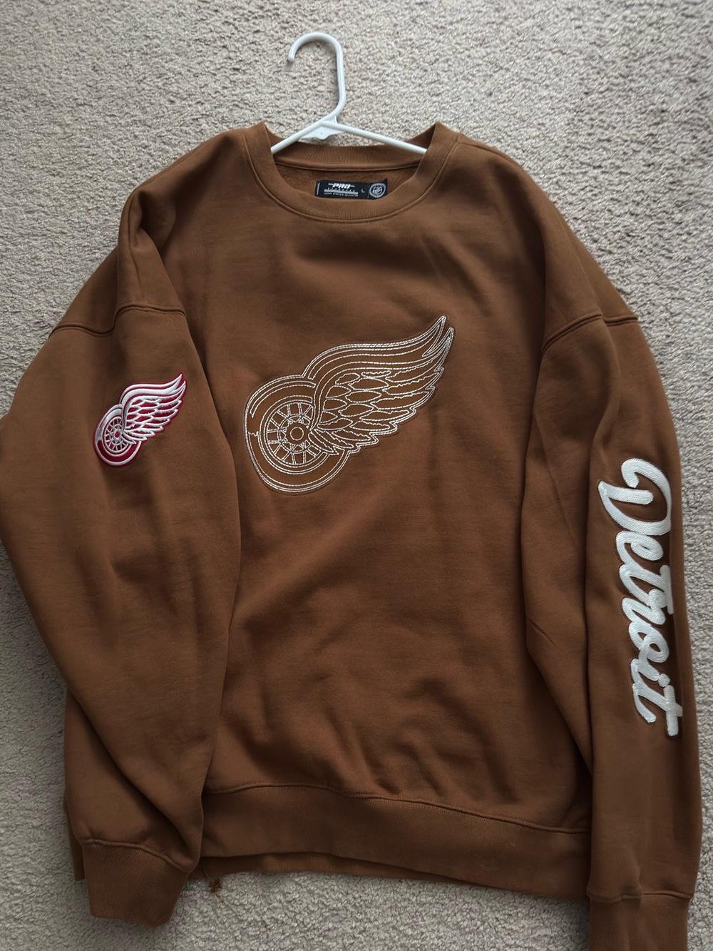 Men's Brown Crewneck Sweater with Wing Emblem